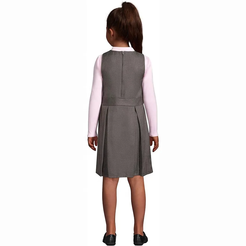 Customized School British Style Khaki Girls Uniform Solid Jumper
