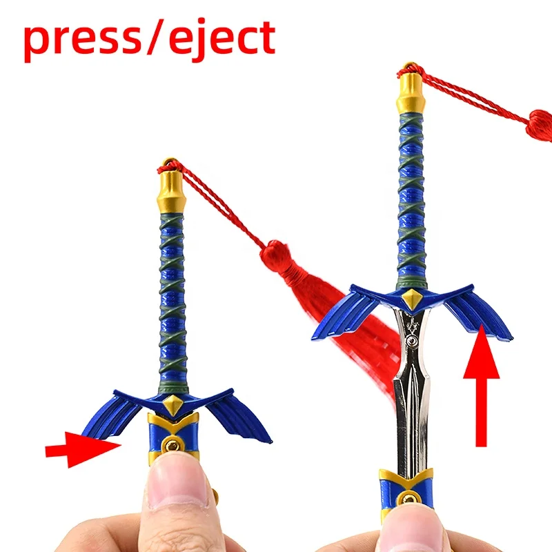 Free Custom Design Auto Eject Katana Sword Keychain 8.5Inchs Samurai Mold Pendant of Hot Game Skyward Swords Mold Toy Keychain