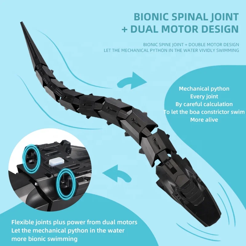 2.4Ghz Remote Control Snake Bionic Robot Snake Swimming in the Water 2 Speed Mode Mechanical Monty Python Toy for Kids