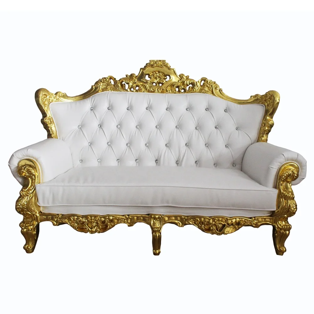 luxury high back classic royal PU leather crystal solid wood banquet party events king throne chair
