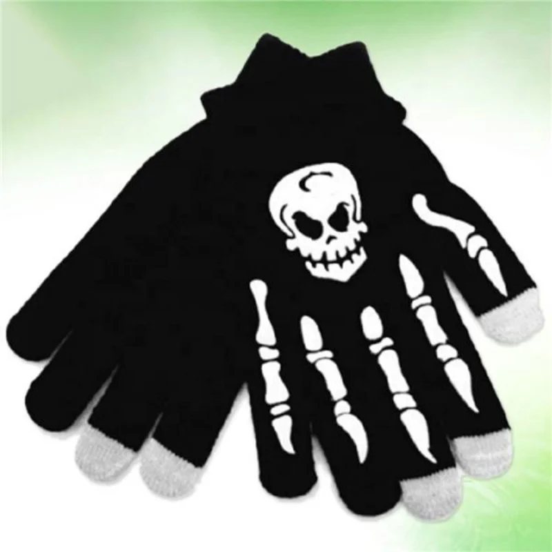 Halloween Horror Claw Skull Bone Skeleton Goth Anti Skid Rubber Non Slip Racing Cycling Touch Screen Sports Riding Winter Gloves