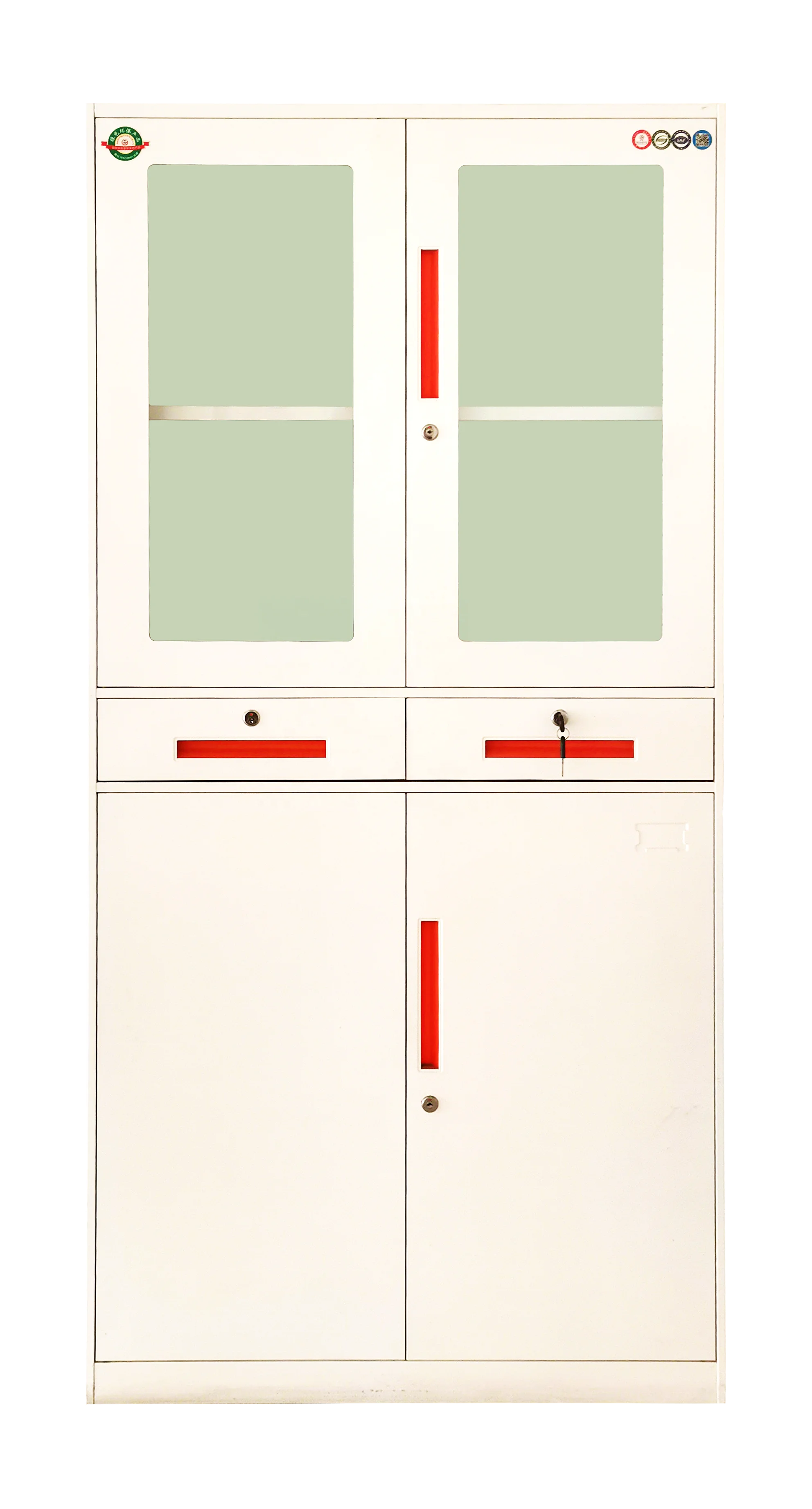 Hot sale office furniture cabinet manufacturers metal 2 door cupboard steel storage file glass cabinet