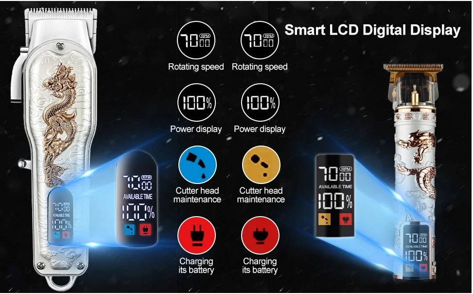 HIENA Hair Clippers for Men T-Blade Trimmer Set Men Professional Cordless Barber Hair Clippers Set with LED Display