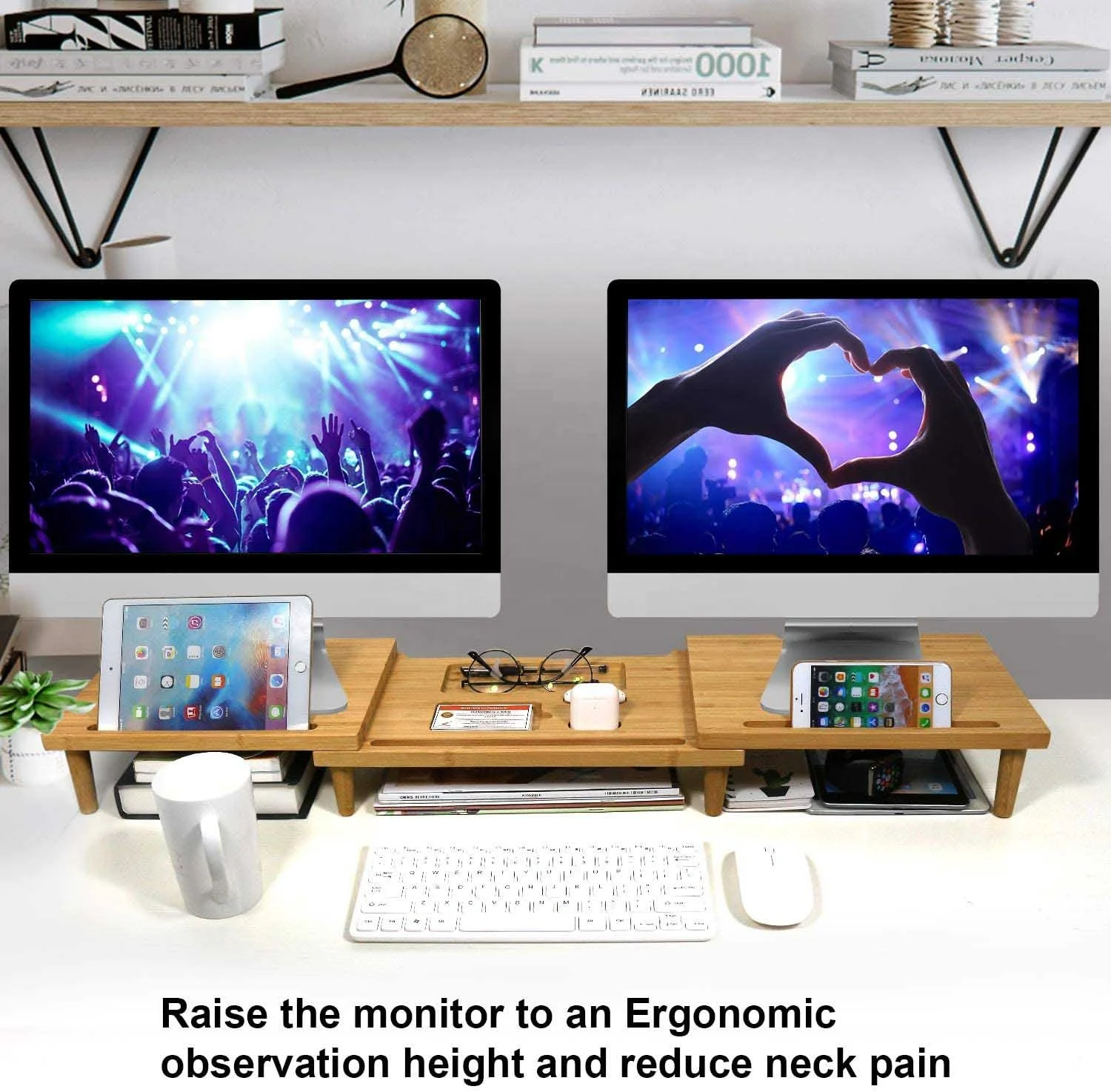 Wooden Adjustable Laptop Stand Monitor Stand Wood Computer Riser Bamboo Wooden Monitor Stand Riser adjustable