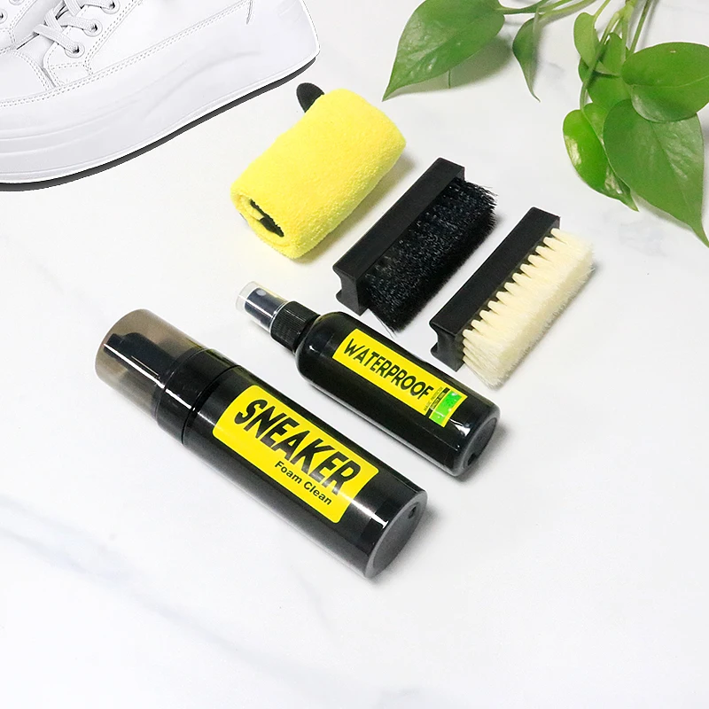 Shoe Care Kit for Sneaker - Includes 5Oz Shoe Cleaner and 3.5Oz Sneaker Deodorizer Spray, 2 Shoe Brush, and a Microfiber Towel