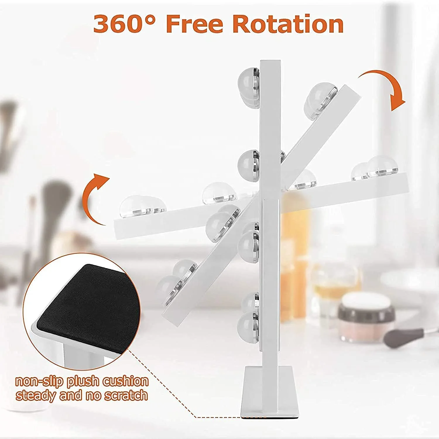 Stock in US! LED Bulbs Hollywood Makeup Mirror Dimmable Lighted Table Mirror with Light