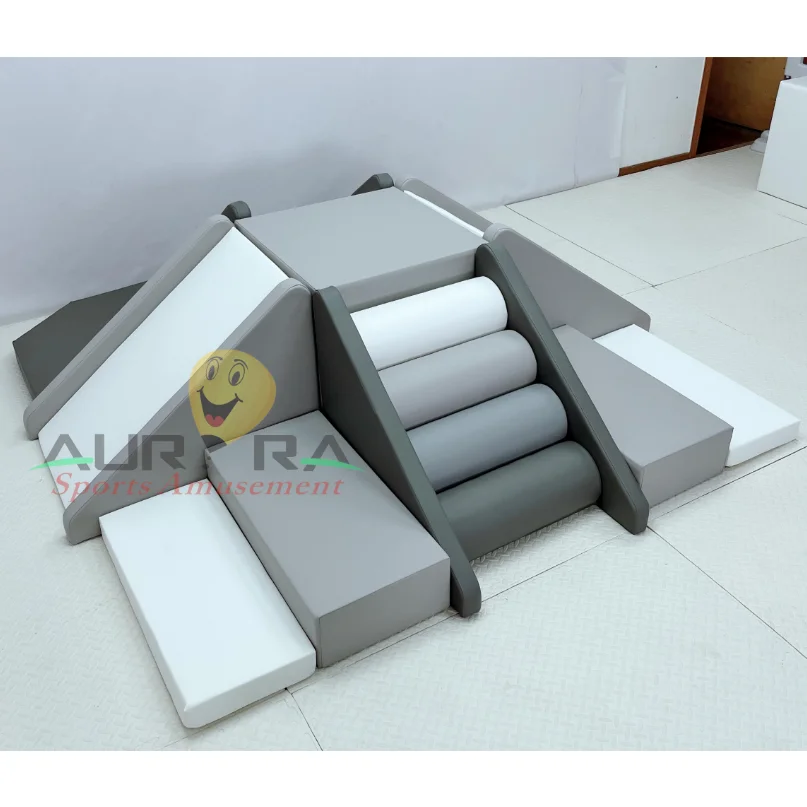 indoor grey white soft play equipment kids soft merry go round kids carousel toy soft play ball pit