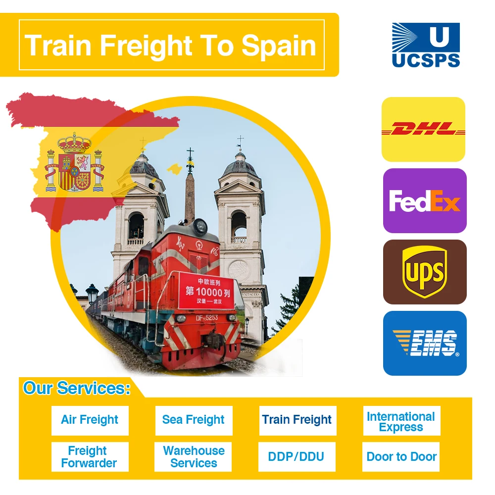Cheap Railway Freight Shipping to Spain Train Shipping from China ddp door to door service double side customs clearance