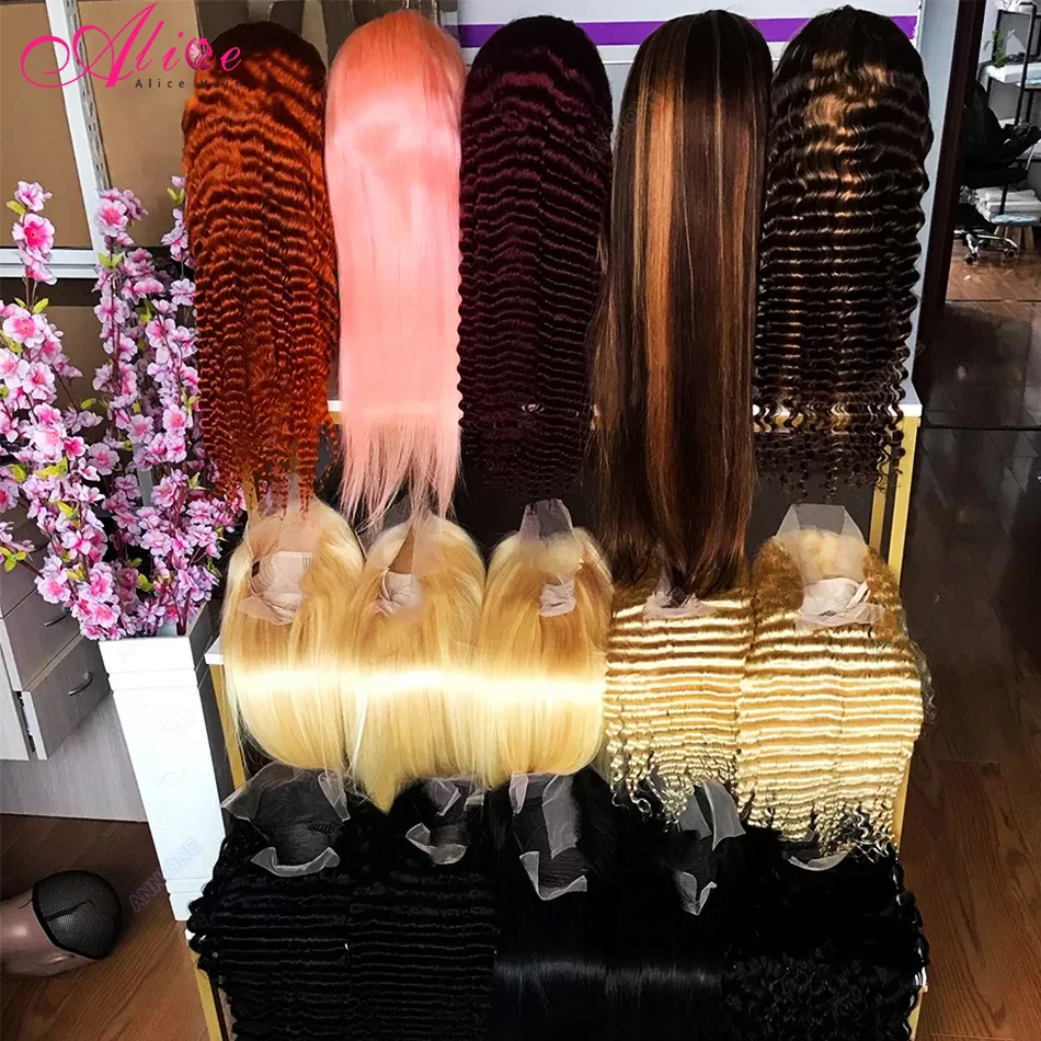 Human Hair Wig Vendor Transparent Swiss Lace Front Wig Glueless Brazilian 100% Virgin Full Lace 360 HD Lace Frontal Wig