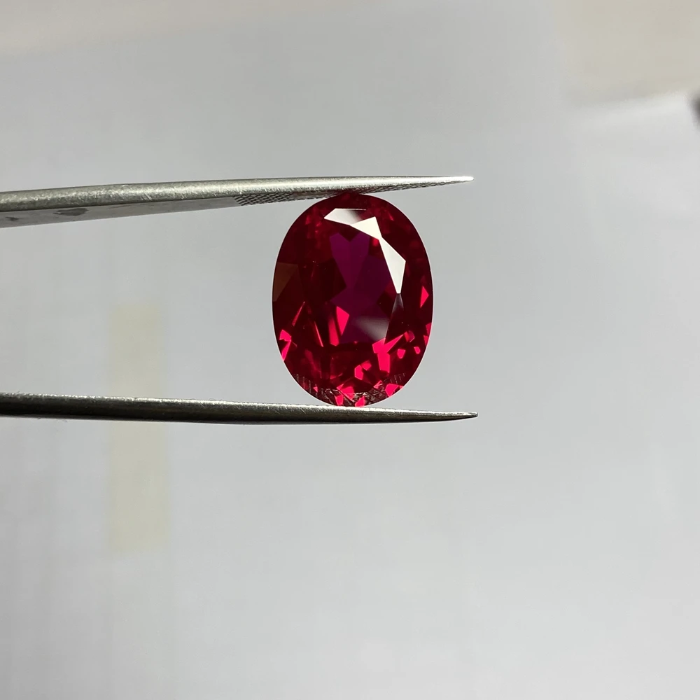 Wuzhou 6A Quality Oval Cut Synthetic Ruby Corundum Gemstone Dark Red Ruby