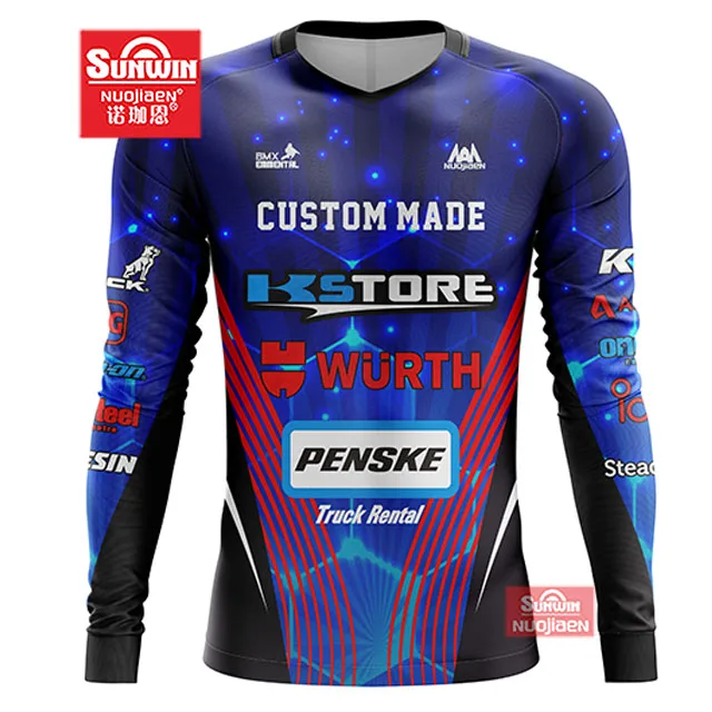 Fully sublimation printing logos mountain bike jersey BMX downhill 3/4 sleeve  shirts