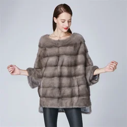 Casual Multicolor Selection Real Natural Mink Fur Cropped Coats For Outdoor Women
