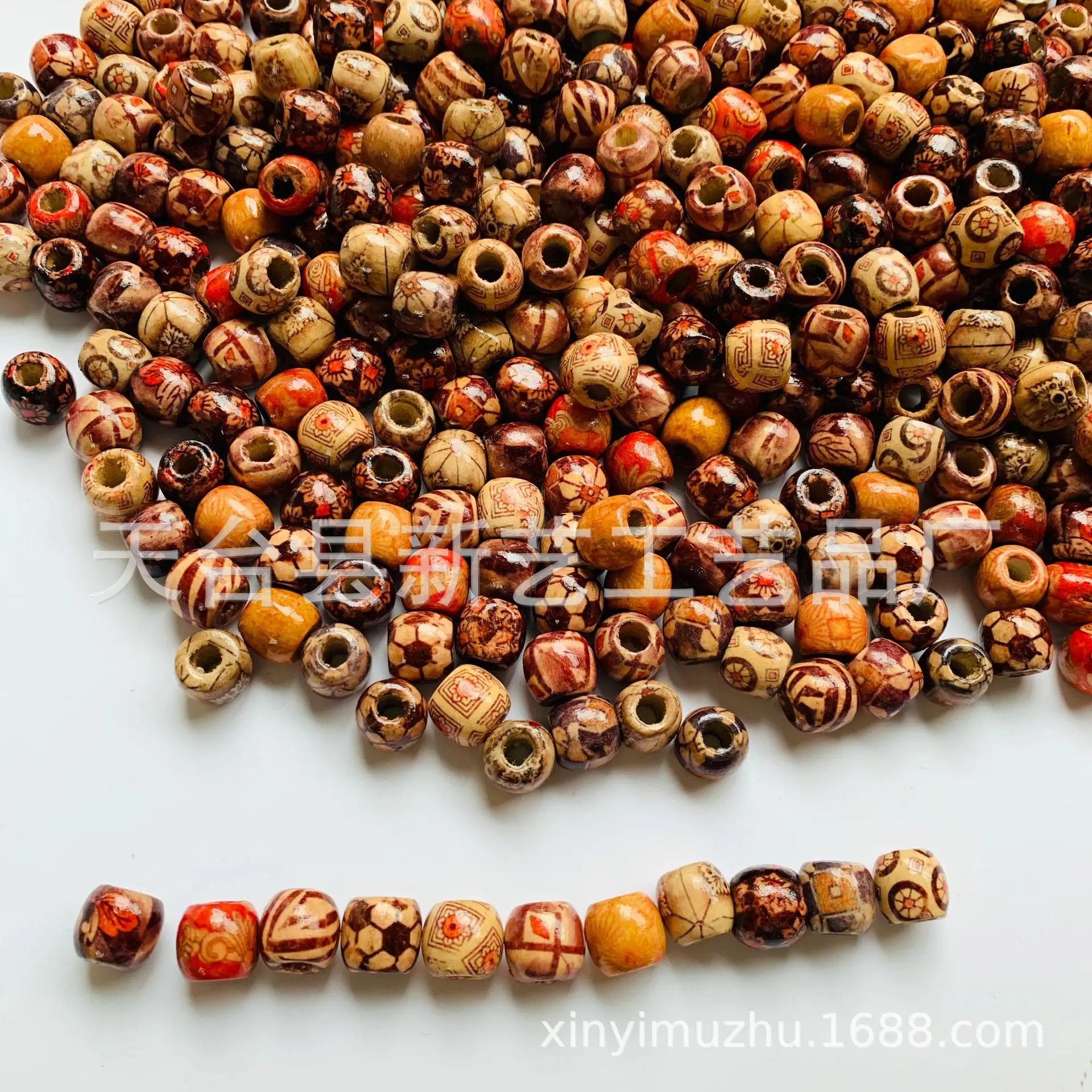 Wooden beads hair beads for braids round loose mixed color flower wooden dirty braid ring braided beaded wigs