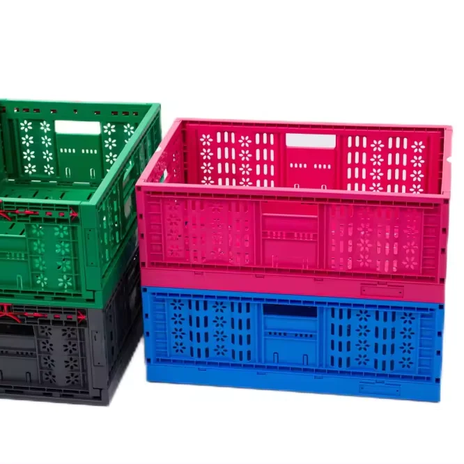 600*400*225mm Blue Mesh Storage agriculture plastic Crate for Vegetable Fruit Tomato Plastic Folding Crate