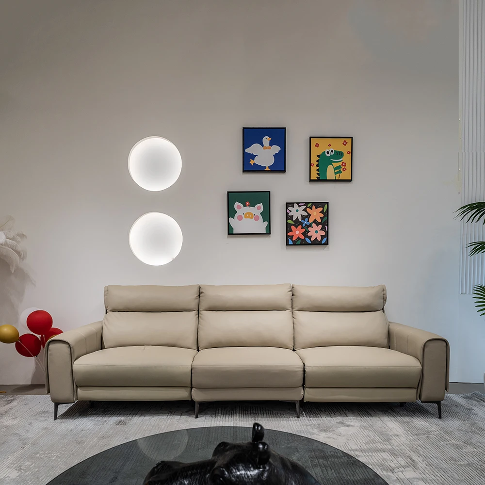 Italian morden living room furniture villa sofa couch set electric recliner genuine leather sectional sofas