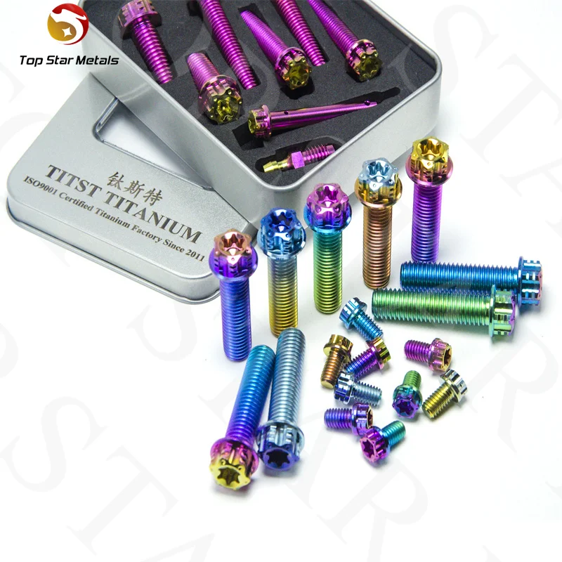 TITST Titanium screws  M5/M6/M8x10/12/15/20/25/30/35/40/50/60/70mmTorx Head bolts for Motorcycle Riding Modification Fastener