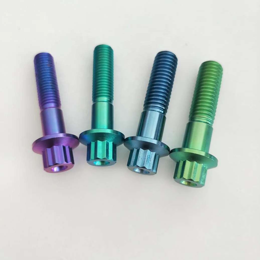 Custom OEM ODM bbs titanium bolts M8*32mm M8*24mm BBS bolt Split Rim Wheel Hub Gr.5 Ti-6Al-4V 12 point Flange Bolt with Nuts