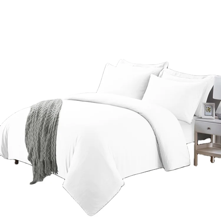 Гладкокрашеные Комплект постельного белья из микрофибры 100% полиэстер оптовая продажа белый пододеяльник