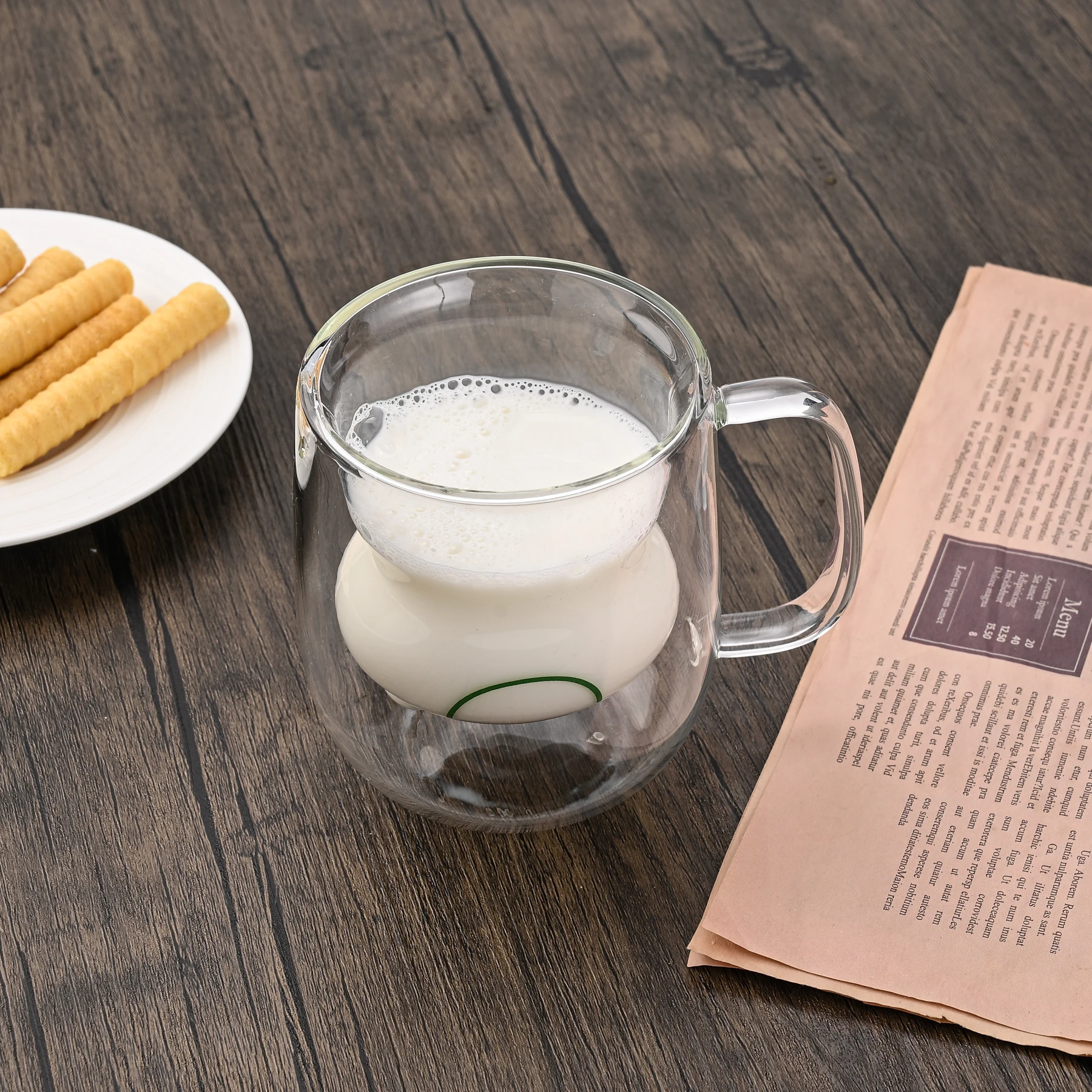 Creative 250ml Cartoon Animal Frog Double Wall Colored Glass Cup with Handle