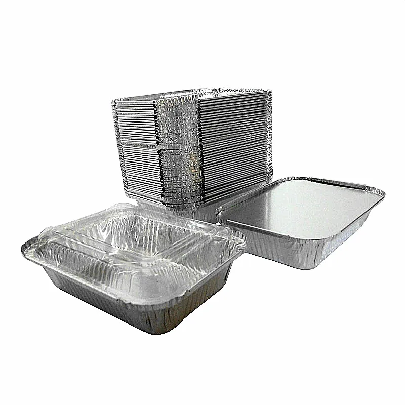 700ML 191*138mm Disposable Rectangular Aluminium Foil container disposable aluminum foil tray with lid