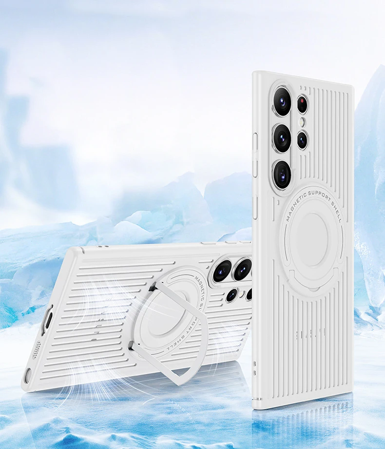 Magnetic Cooling Stand Case Breathable Hollow Magsafing Heat Dissipation Phone Cover For Samsung Galaxy S23 Plus Ultra