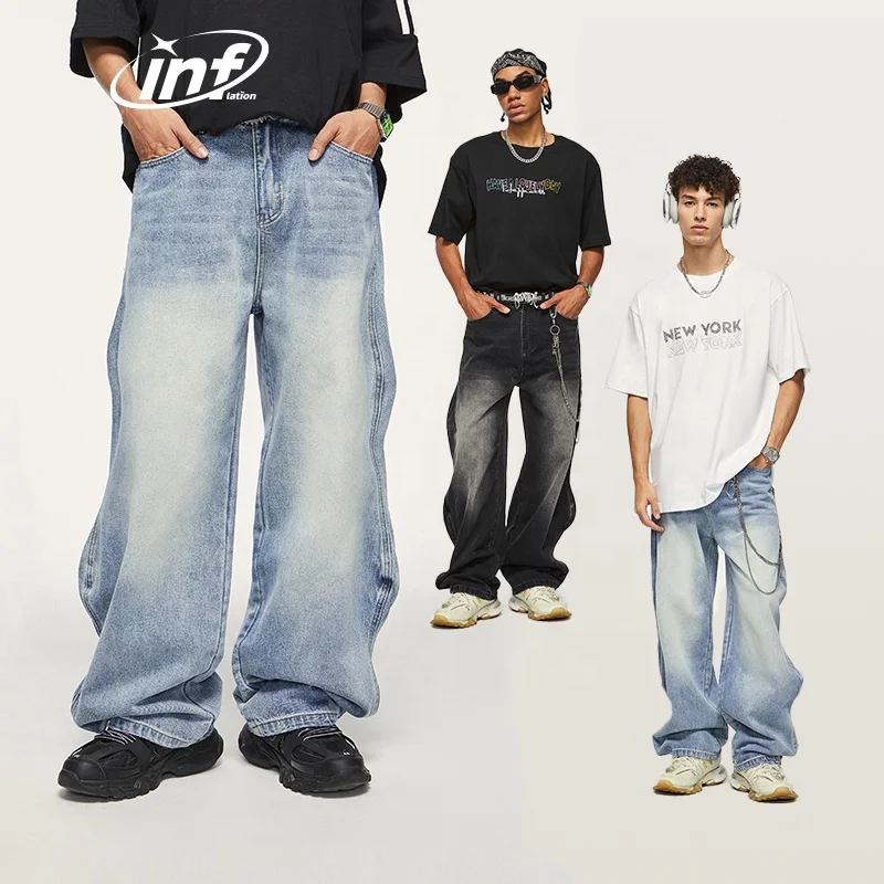 INFLATION Baggy Wide Leg Jeans Pants Denim brand Y2K Mens Jeans men jeans