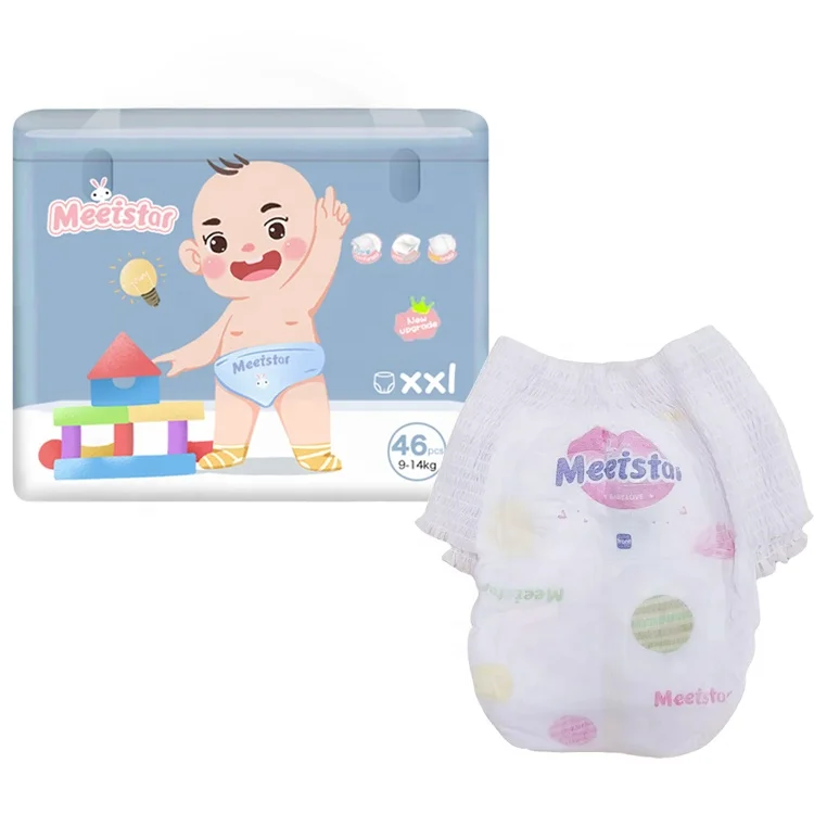 Baby pant diapers are generally close-fitting to prevent side leakage are easy to put on take off suitable for active toddlers