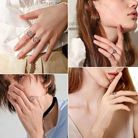 Custom Stainless steel Rings Minimalist Teardrop High Polish, Fast Color, Comfortable Fit Opening Adjustable Ring for women