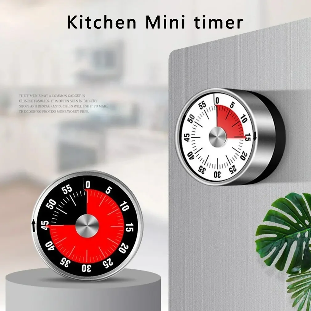 Stainless Steel Timer Kitchen Visualization with Magnetic Suction Time Reminder Student Portable Mechanical Timer Kitchen Tools
