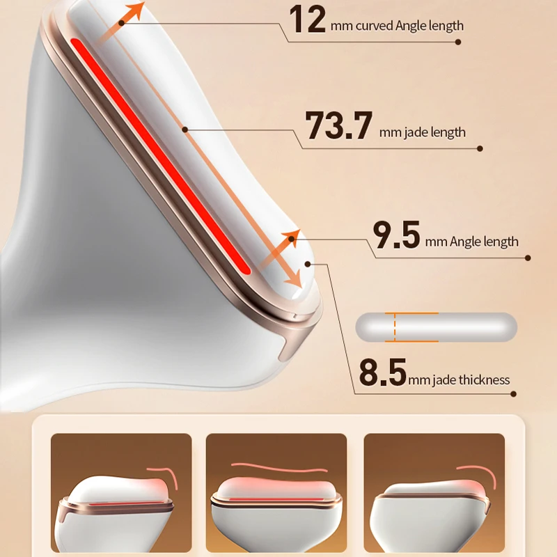 Techlove Handle Design Handle Easy Scraping Massager 3in1 Jade Quartz Roller Red Light Bodi Guasha Facial Bar Set Skin Care Tool