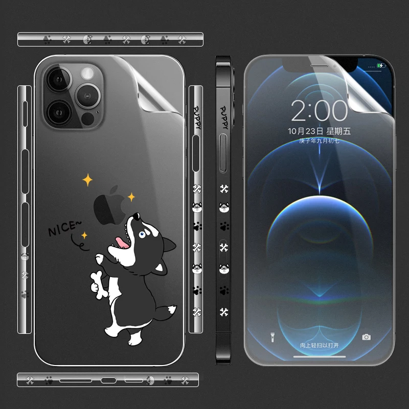 For iPhone 12 ProMax Skin Carbon Fiber 3M Film Skin Wrap Protective Around Borders and Back Thin 3D Elegant Skin