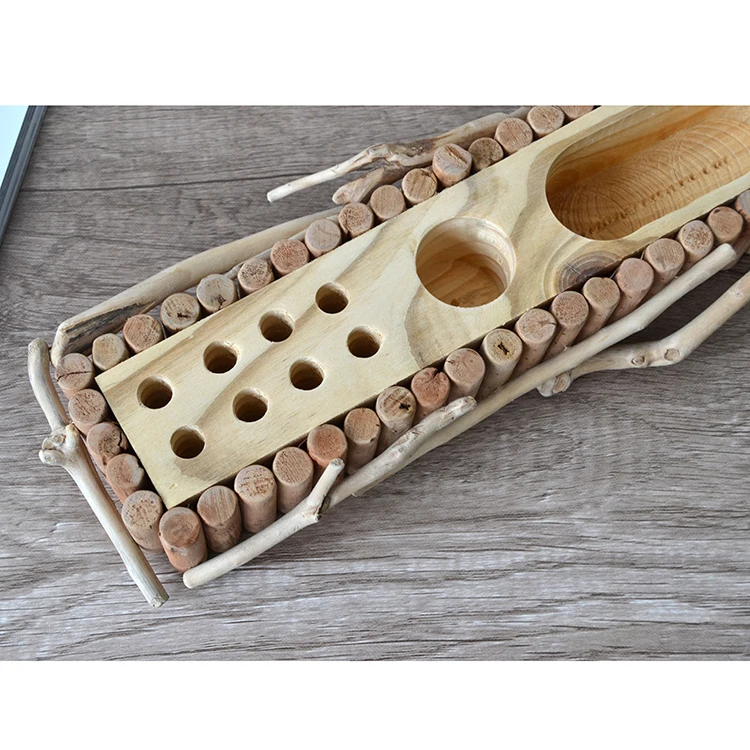 Square Personalize Desktop Novelty Wooden Business Card Box Holder Case, Pen Holder With Business Card Holder