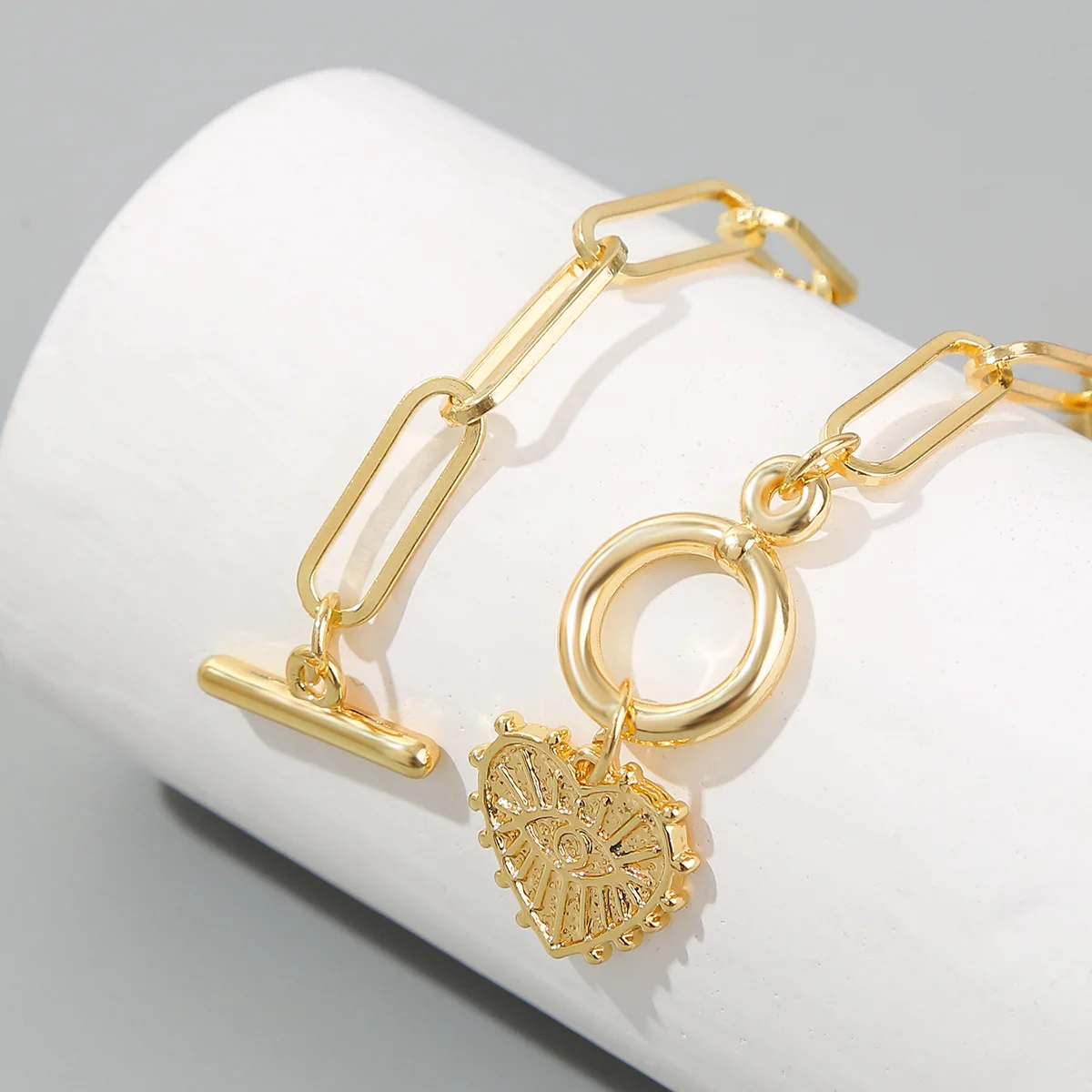 Wholesale Turkish Ethnic Style 18k Gold Plated Crystal Blue Evil Eye Pendant Necklace Jewelry For Women