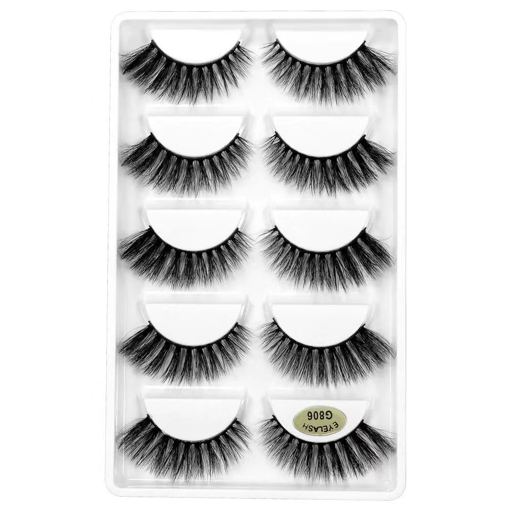 Faux Mink Lashes 5 Pairs Synthetic False Eyelash Suppliers 3d Silk Eyelash G800 G600 X3D H100