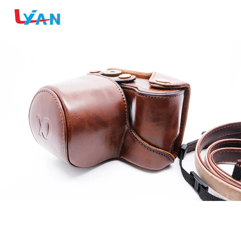 Custom outdoor travel fashion pu leather mirrorless camera bag