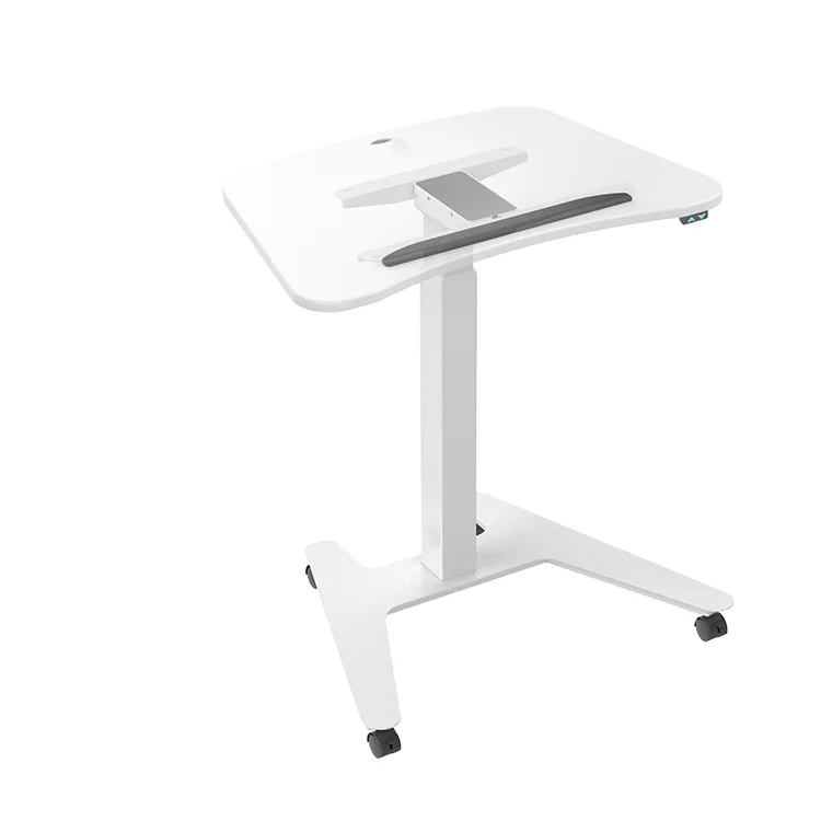Office height adjustable laptop table with wheels bed side standing computer uplift laptop mobile desk frame