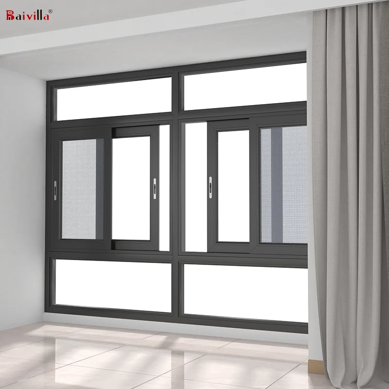 Wholesale Aluminium Glass Foshan Windows and Doors Made in China Minimalist Graphic Design Stainless Steel Horizontal Sliding