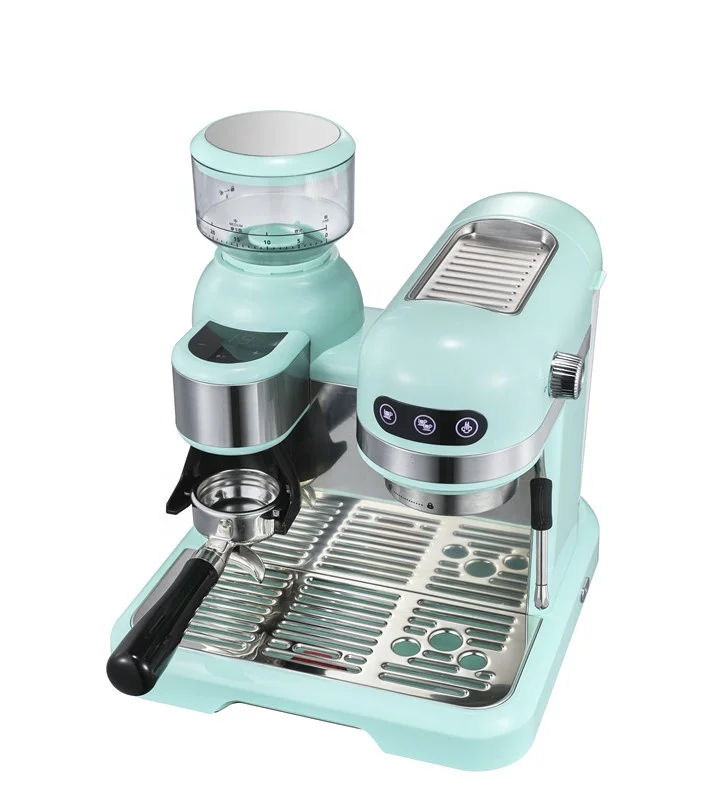 All in One Espresso Machine and Latte Maker for Home Barista, with Built-In Coffee Bean Grinder