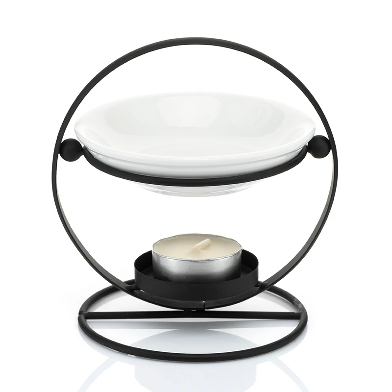 Nordic Style Metal Iron  Oil Burner Candle Oil Lamp Candlestick with Tray Candle Holder Factory