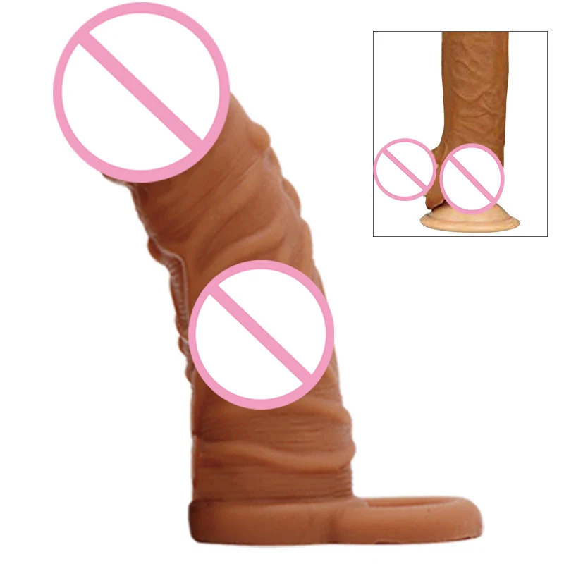 Enlargement Penis Extender Sleeve Dildo Recyclable Condom Delay Ejaculation Sex Toys For Men Intimate Goods Sex Shop