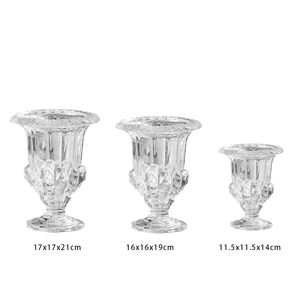 Тисненый бриллиантовый короткий стебель Роскошная французская стеклянная ваза