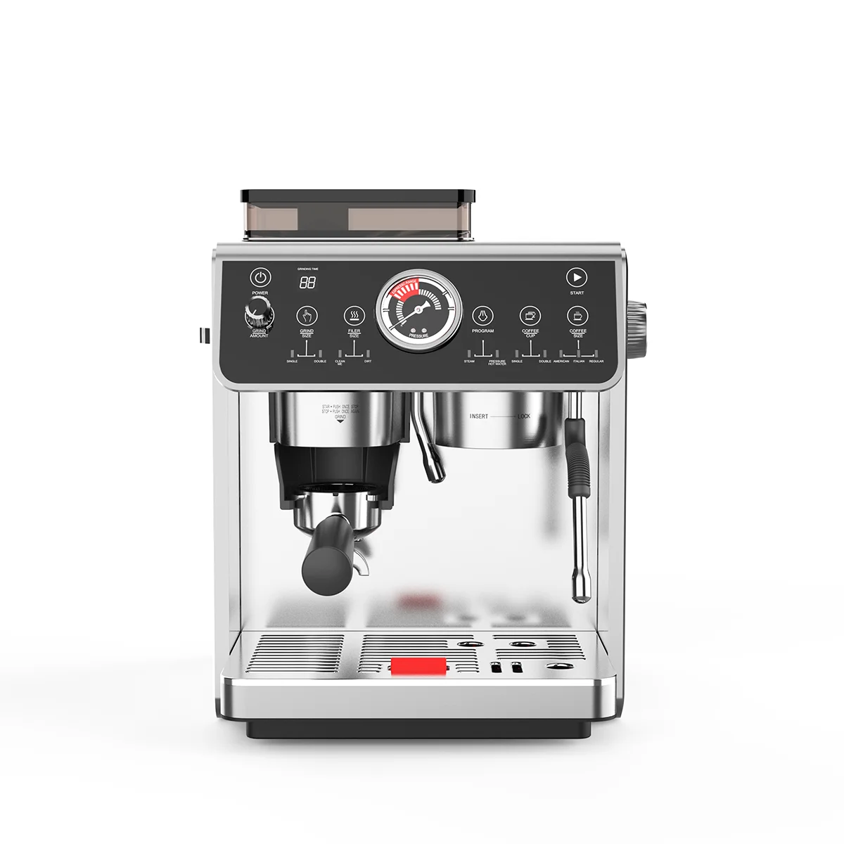 Electric stainless steel semi espresso machines steam nozzles desgin smart home coffee makers