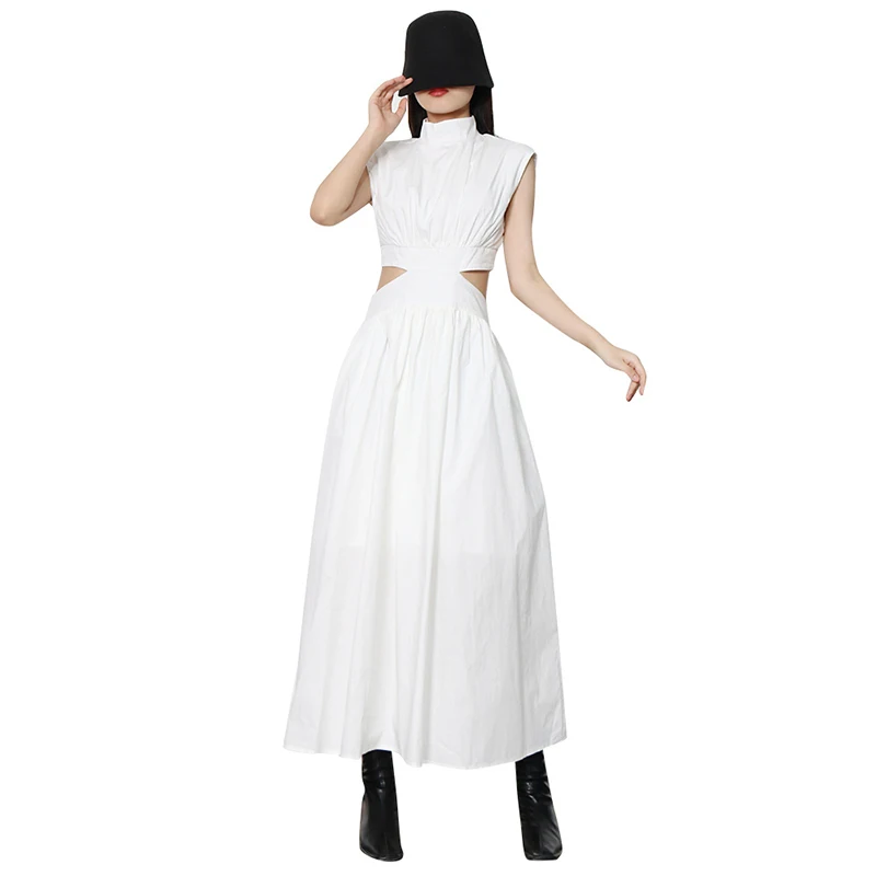 TWOTWINSTYLE Wholesale Hot Style French Style Waist Wrapped Long Skirt New Design Sleeveless Dress