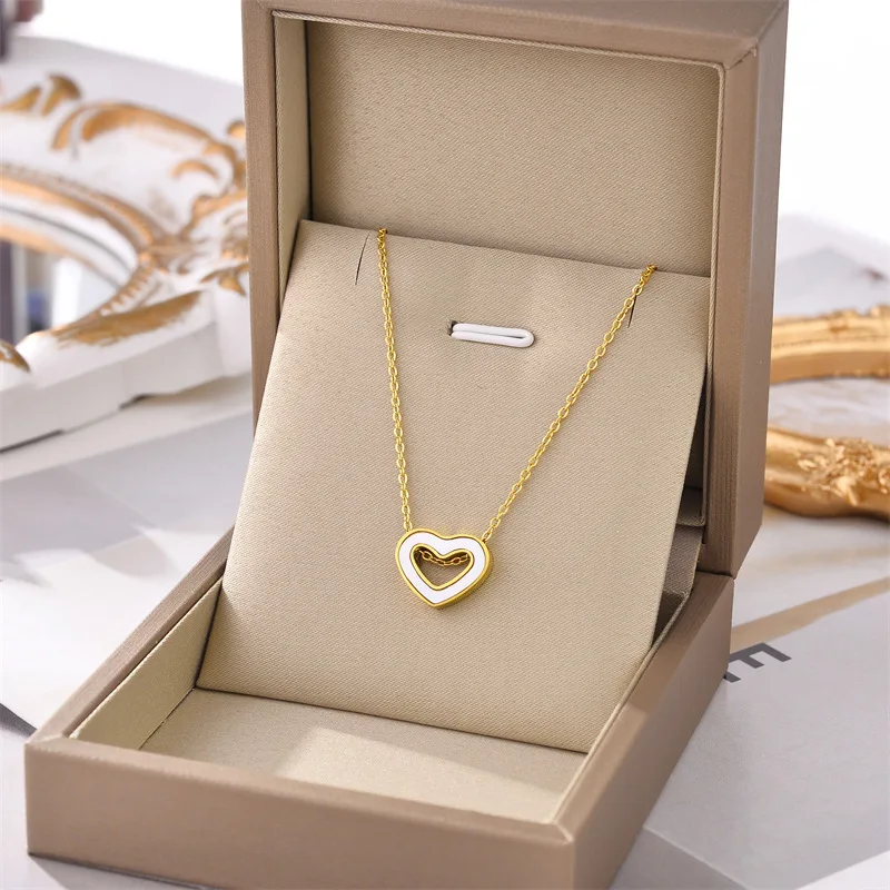 Non Tarnish 18k Gold plated Stainless Steel Necklace Zircon Cross Heart Butterfly Pendant Women Pearl Necklace Jewelry Gift
