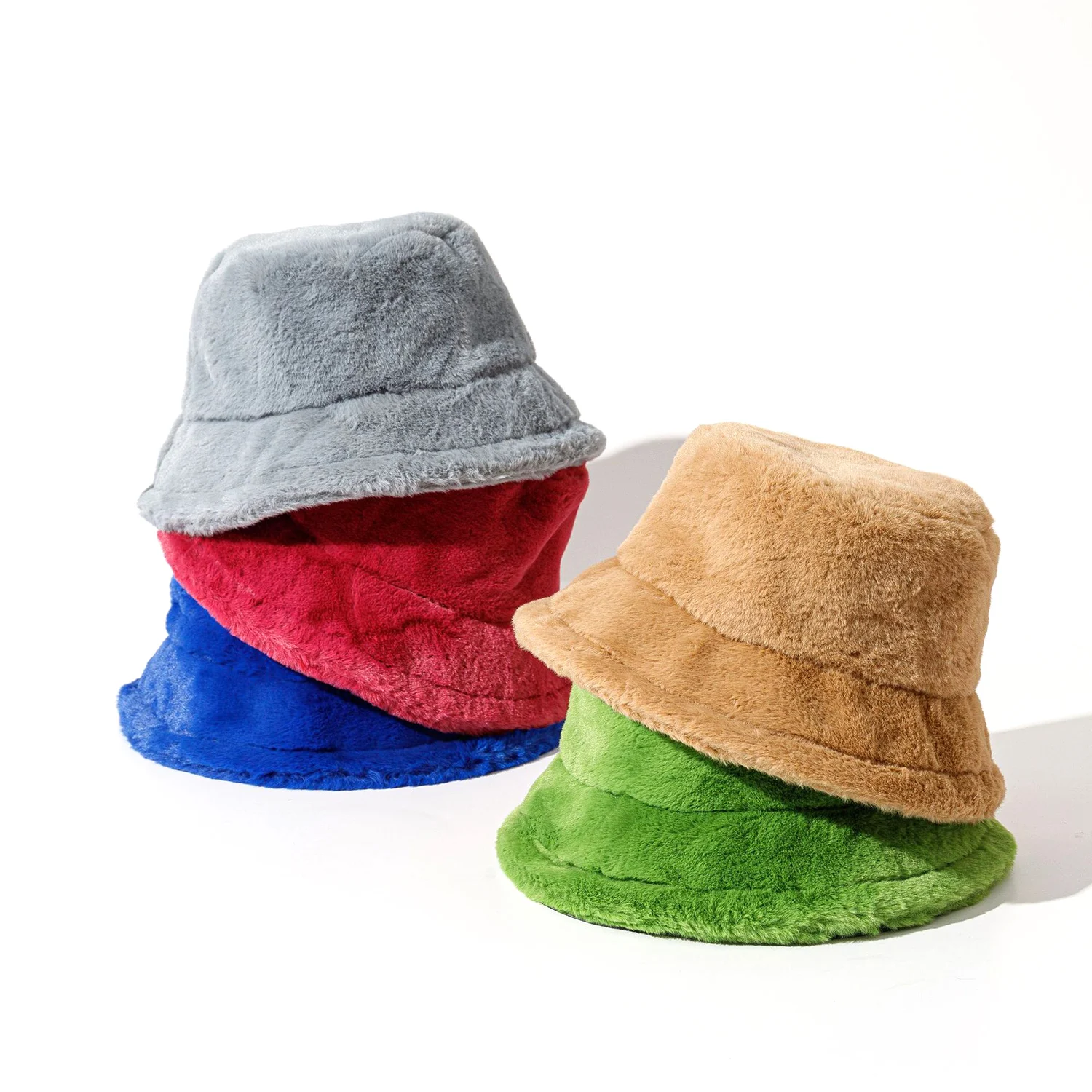 High Quality Rabbit hair fabric hat wide brim bucket hats with custom logo fur bucket hat women