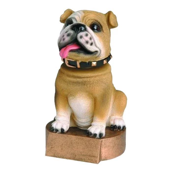 Custom resin animal art bulldog trophy bobble head Pitbull nodding head dog mascot