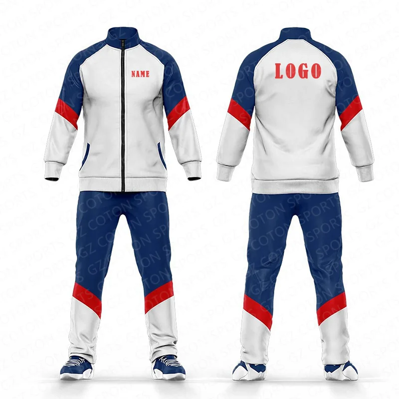 Customized Warm up Men Athletic Tracksuit Casual Full Zip Sweatsuits 2 Piece Jogging Suits for Running Fitness Exercise