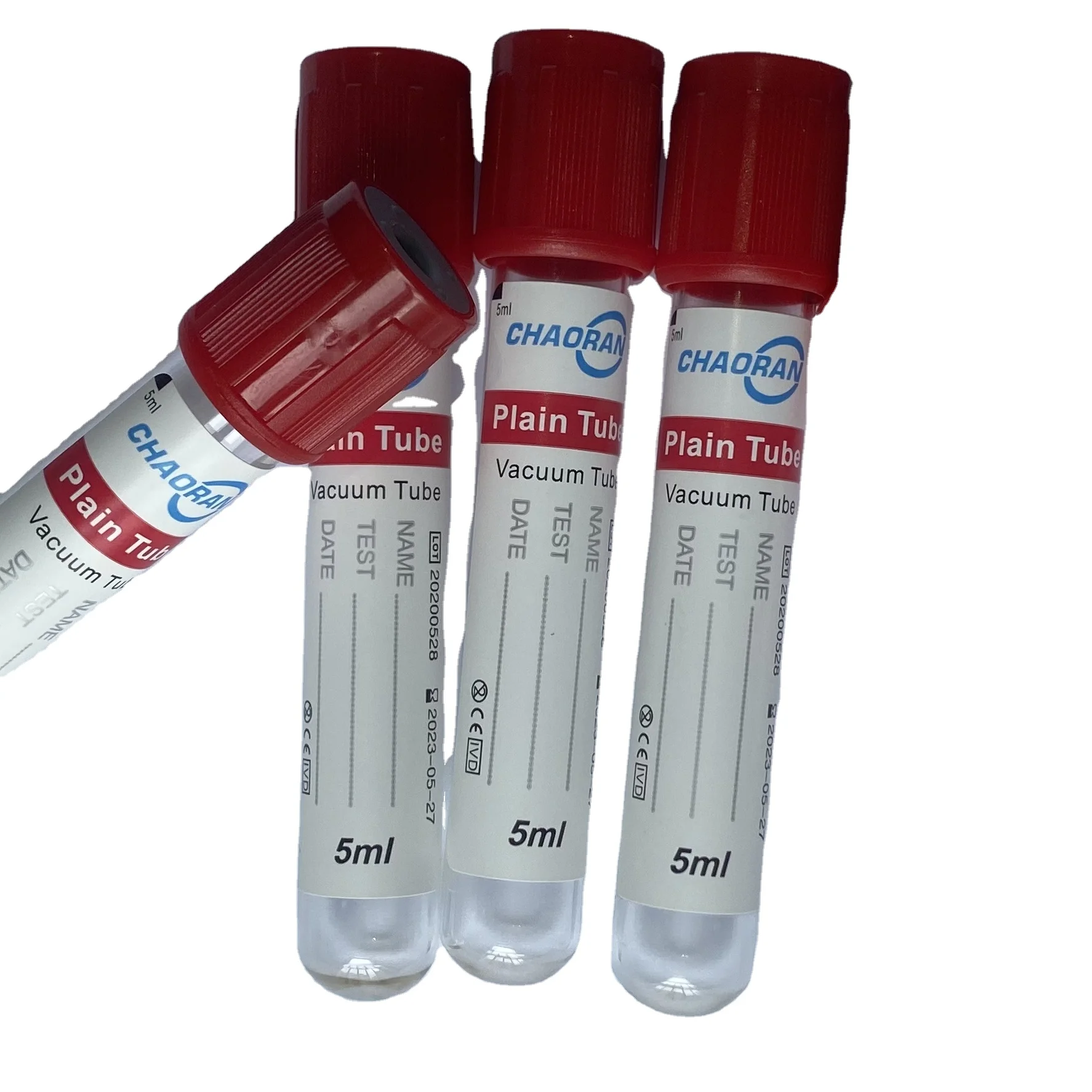 Hot Sale Medical Vacuum Blood Collection Tubes Red Top Plain Tube No Additive Tubes 1-7ml For Hospital