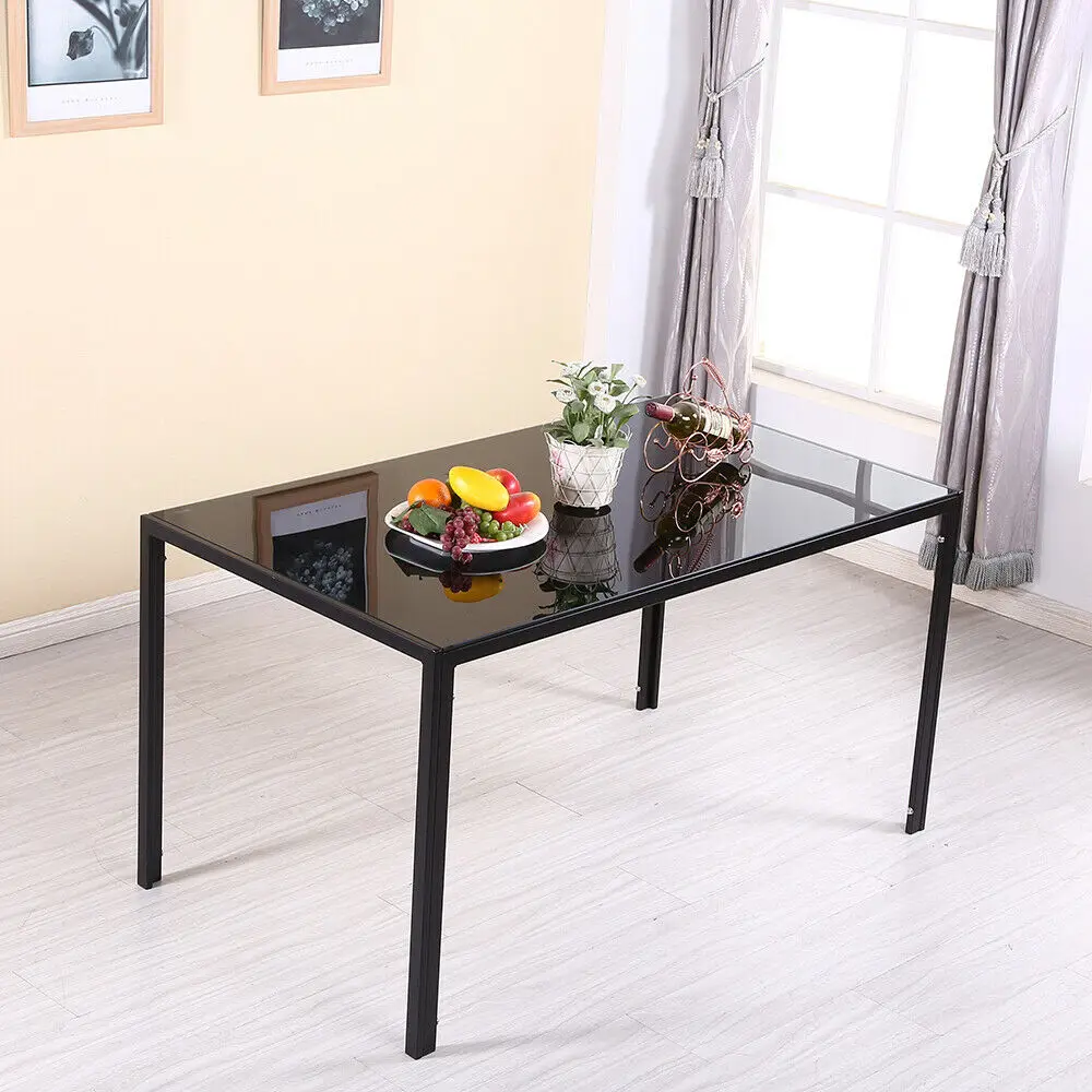 High Quality Living Room Furniture Restaurant Table Sets 6 Pieces Leather PVC Chairs with 1 Tempered Glass Dining