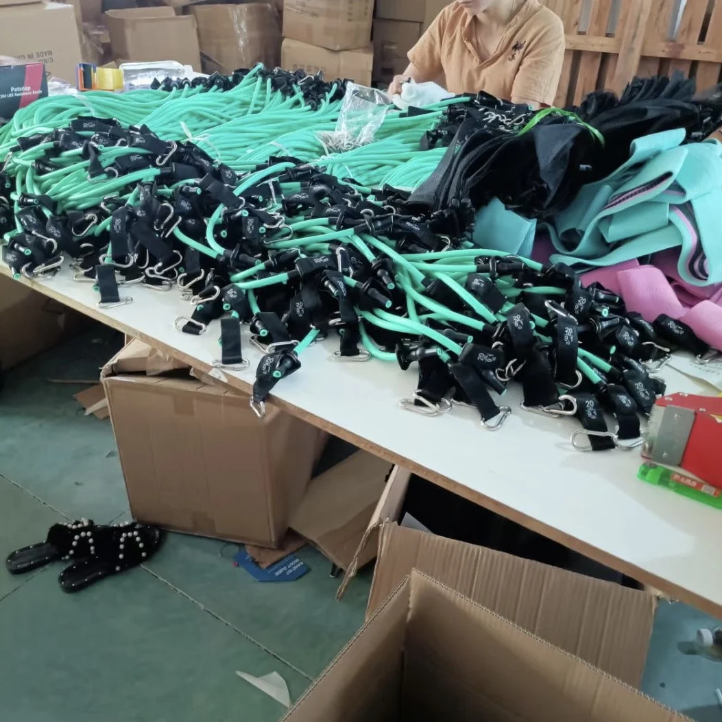 Home Workouts Bands Set Workout Exercise Bands 5 Tube Fitness Bands with Door Anchor Handles Portable Bag Legs Ankle Straps